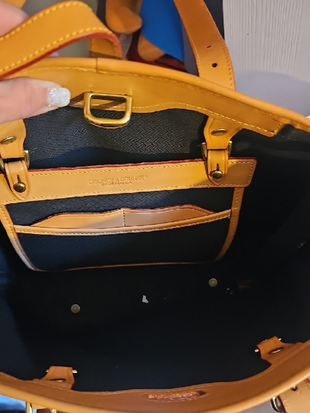 Dooney & Bourke Black Canvas Tote with Tan Leather Trim - Picture 7 of 16